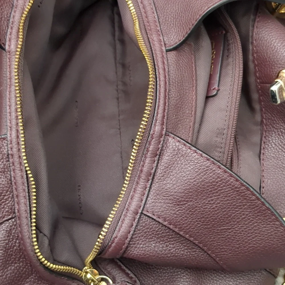 Coach Deep Burgundy Edie Leather Bag - Picture 10 of 16